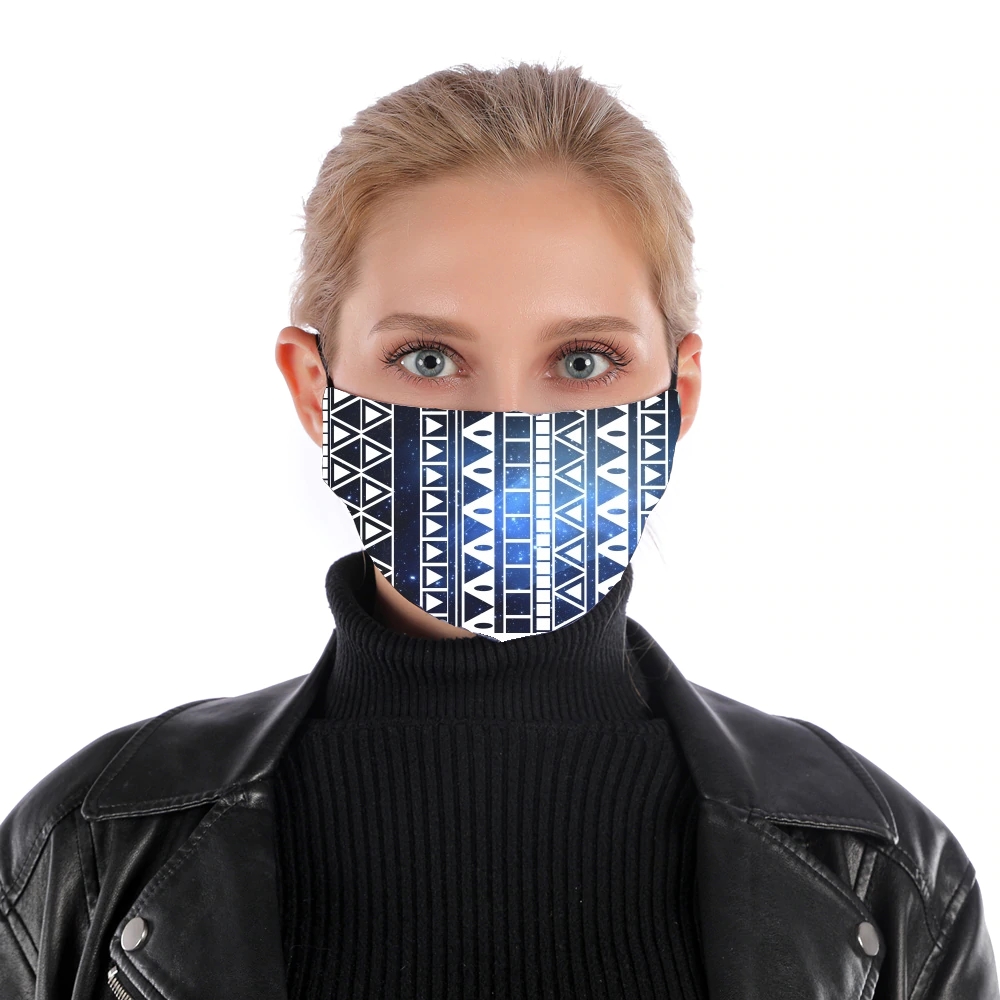  Tribal Aztec Pattern Blue for Nose Mouth Mask