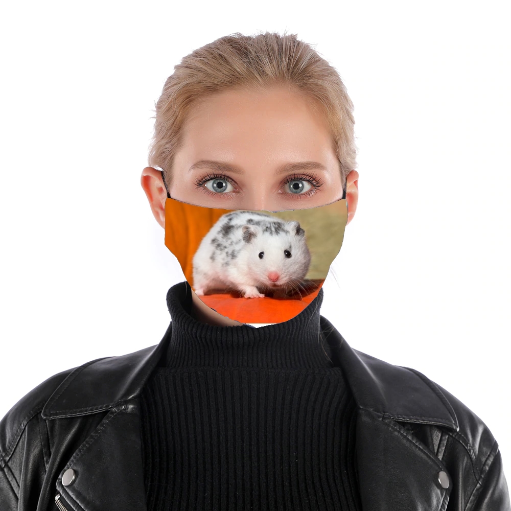  White Dalmatian Hamster with black spots  for Nose Mouth Mask