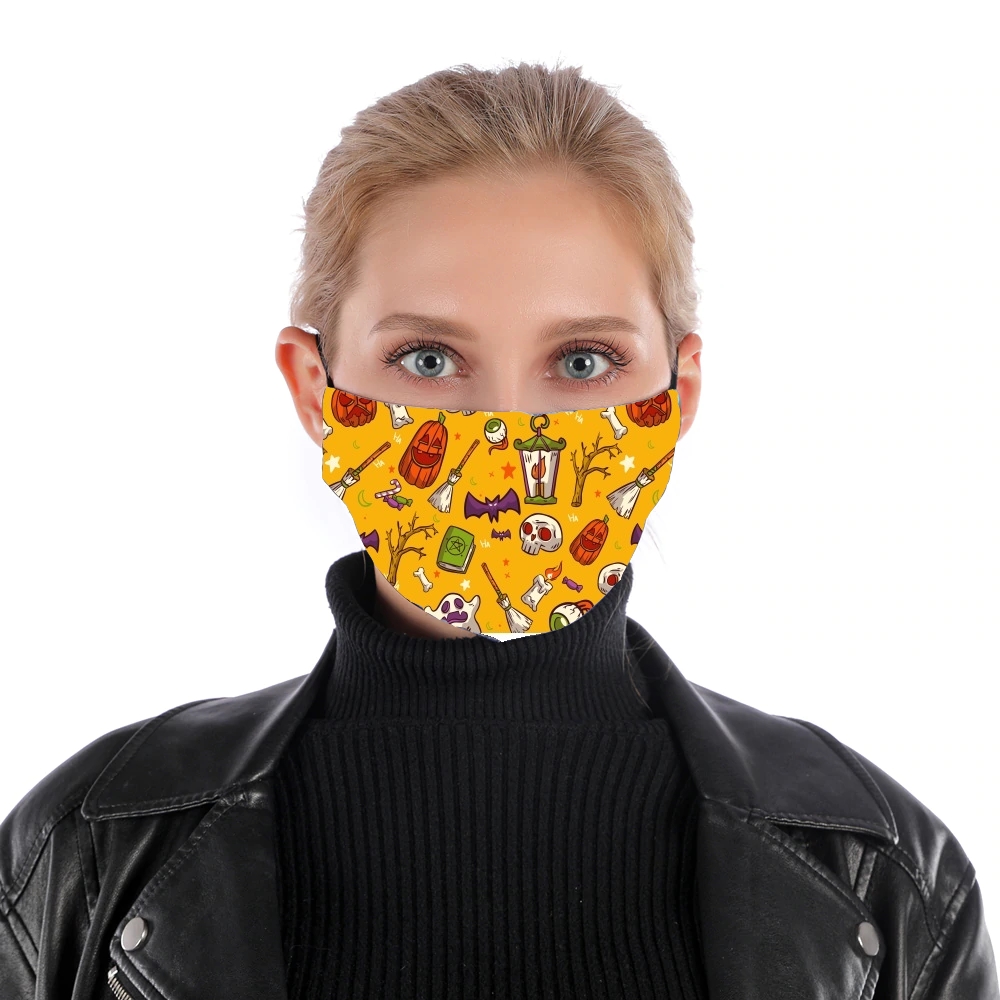  Yellow Halloween Pattern for Nose Mouth Mask