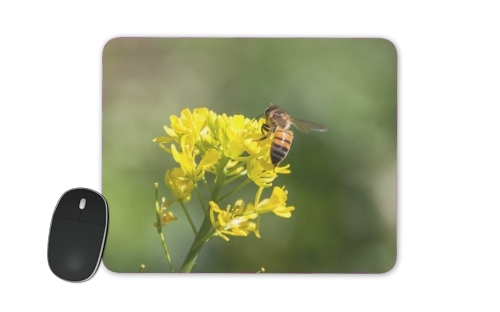  A bee in the yellow mustard flowers for Mousepad