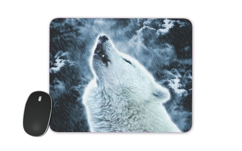  A howling wolf in the rain for Mousepad