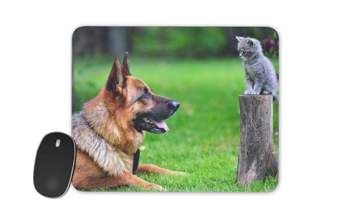  German shepherd with cat for Mousepad