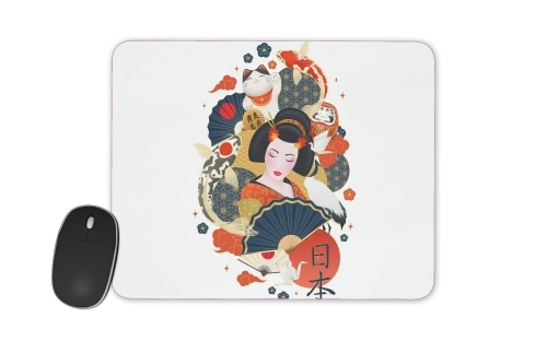  Japanese geisha surrounded with colorful carps for Mousepad