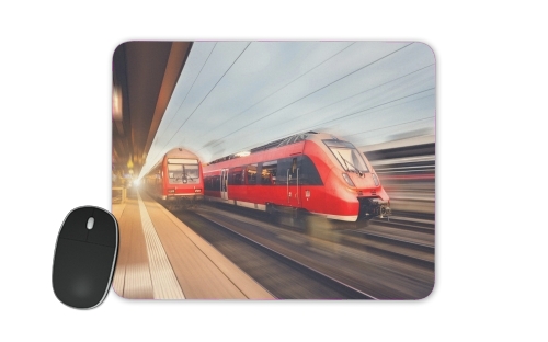  Modern high speed red passenger trains at sunset. railway station for Mousepad