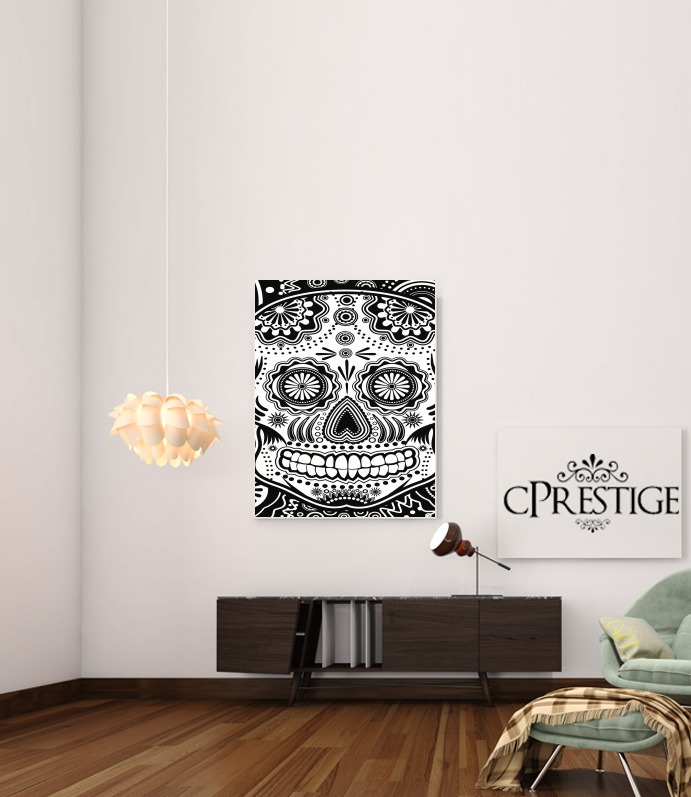  black and white sugar skull for Art Print Adhesive 30*40 cm