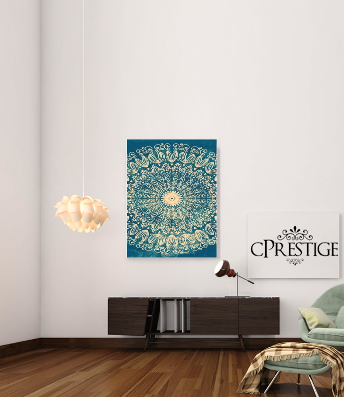  Blue Organic boho mandala for Art Print Adhesive 30*40 cm