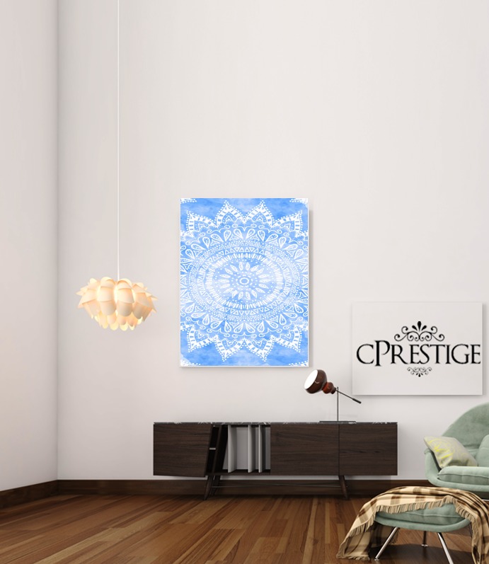  Bohemian Flower Mandala in Blue for Art Print Adhesive 30*40 cm