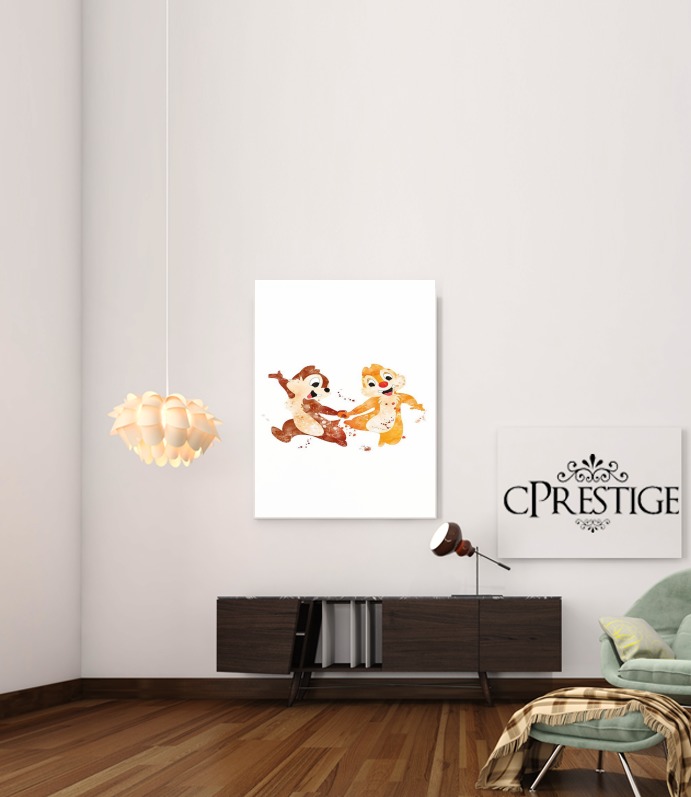  Chip And Dale Watercolor for Art Print Adhesive 30*40 cm