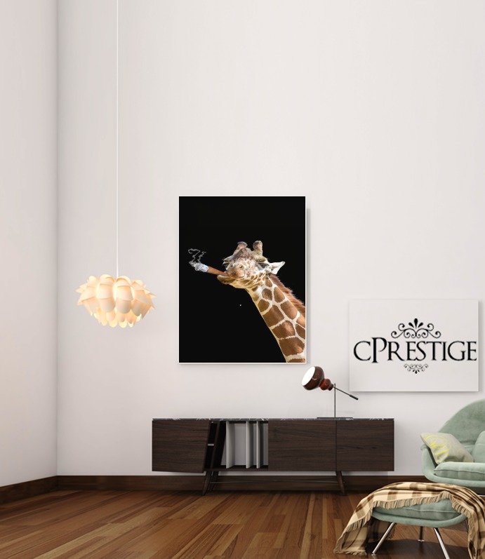  Girafe smoking cigare for Art Print Adhesive 30*40 cm