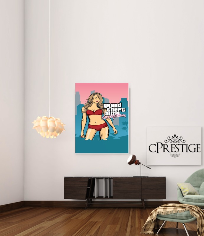  GTA collection: Bikini Girl Miami Beach for Art Print Adhesive 30*40 cm