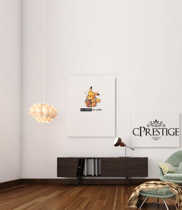  Pikachu Coffee Addict for Art Print Adhesive 30*40 cm