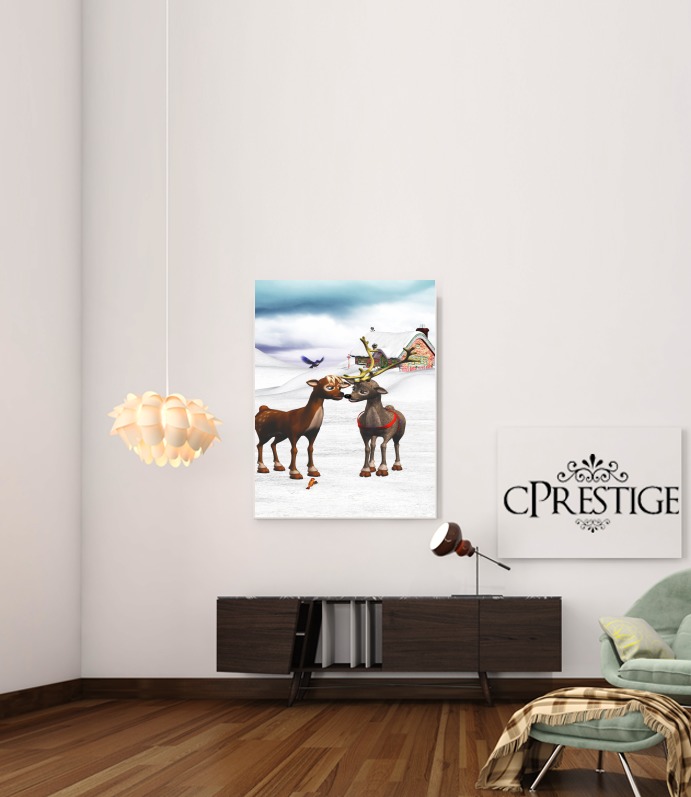  Reindeers Love for Art Print Adhesive 30*40 cm