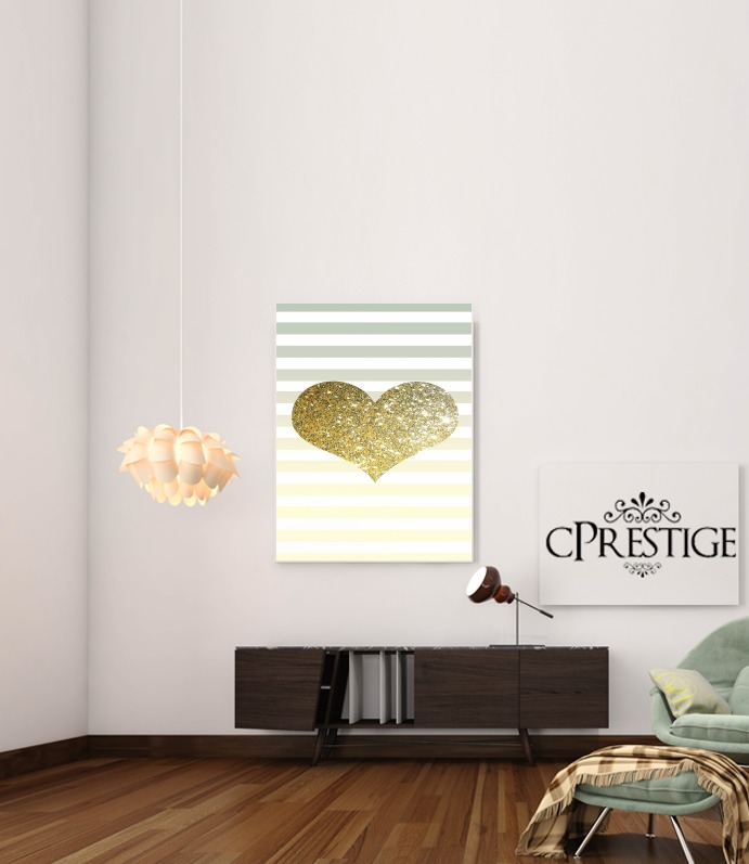  Sunny Gold Glitter Heart for Art Print Adhesive 30*40 cm