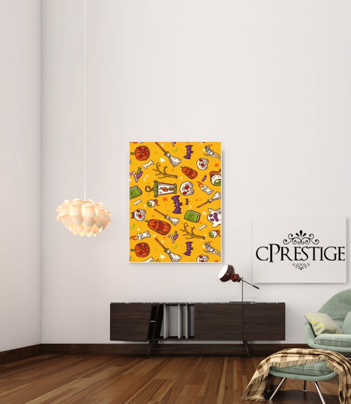  Yellow Halloween Pattern for Art Print Adhesive 30*40 cm