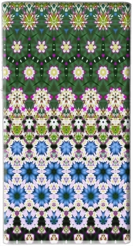  Abstract ethnic floral stripe pattern white blue green for Powerbank Universal Emergency External Battery 7000 mAh