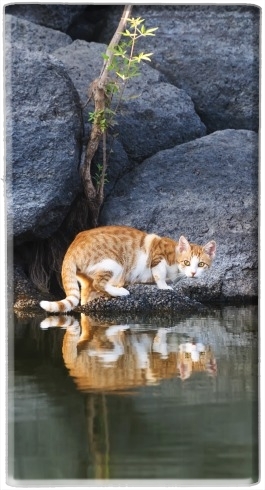  Cat Reflection in Pond Water for Powerbank Universal Emergency External Battery 7000 mAh