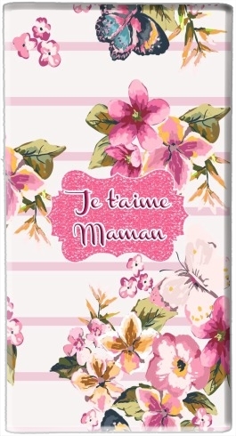  Pink floral Marinière - Je t'aime Maman for Powerbank Universal Emergency External Battery 7000 mAh