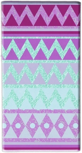  Tribal Chevron in pink and mint glitter for Powerbank Universal Emergency External Battery 7000 mAh