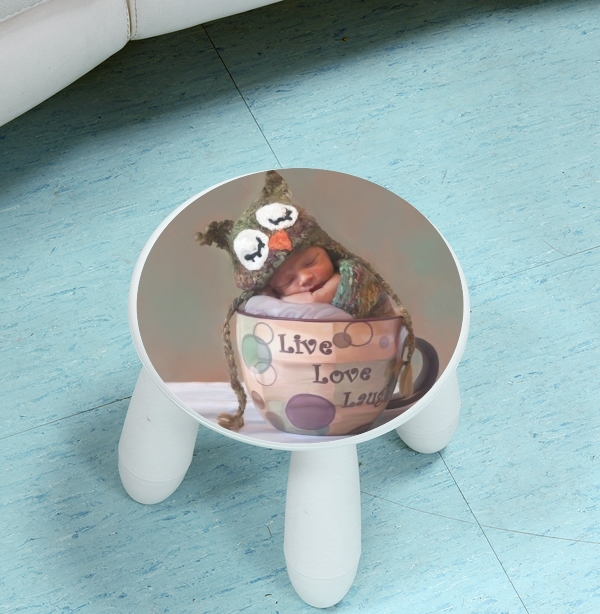  Painting Baby With Owl Cap in a Teacup for Stool Children