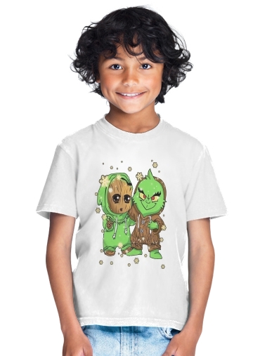  Baby Groot and Grinch Christmas for Kids T-Shirt