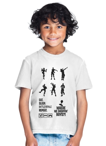  Battle Royal FN Eat Sleap Repeat Dance for Kids T-Shirt
