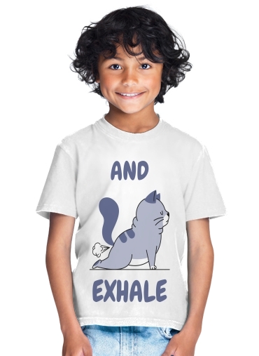  Cat Yoga Exhale for Kids T-Shirt