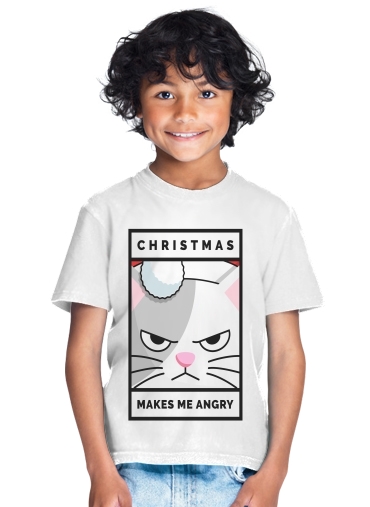  Christmas makes me Angry cat for Kids T-Shirt
