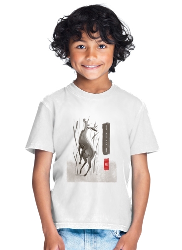 Deer Japan watercolor art for Kids T-Shirt