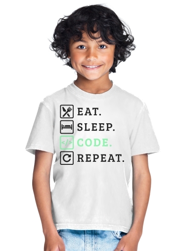  Eat Sleep Code Repeat for Kids T-Shirt
