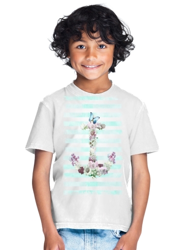  Floral Anchor in mint for Kids T-Shirt