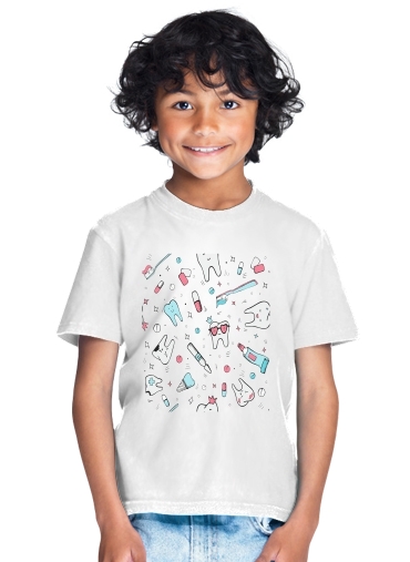  Seamless dental pattern with teeth toothpaste for Kids T-Shirt
