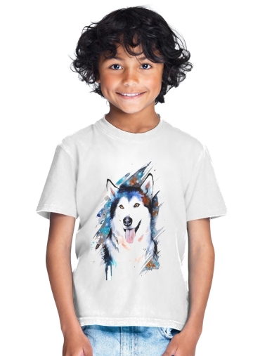   siberian husky watercolor for Kids T-Shirt