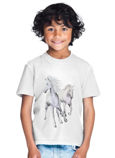  White Horses on the beach for Kids T-Shirt