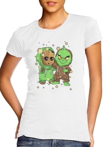  Baby Groot and Grinch Christmas for Women's Classic T-Shirt