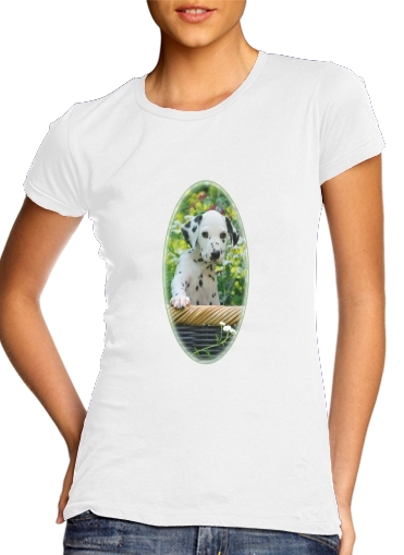  Cute Dalmatian puppy in a basket  for Women's Classic T-Shirt