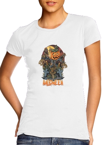 Halloween Pumpkin Crow Graveyard for Women's Classic T-Shirt
