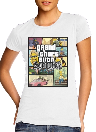  Simpsons Springfield Feat GTA for Women's Classic T-Shirt