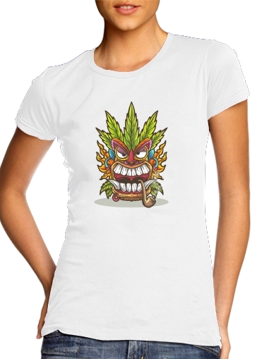  Tiki mask cannabis weed smoking for Women's Classic T-Shirt
