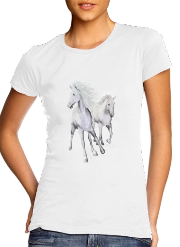  White Horses on the beach for Women's Classic T-Shirt