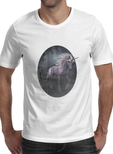  A dreamlike Unicorn walking through a destroyed city for Men T-Shirt