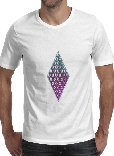  Abstract bright floral geometric pattern teal pink white for Men T-Shirt