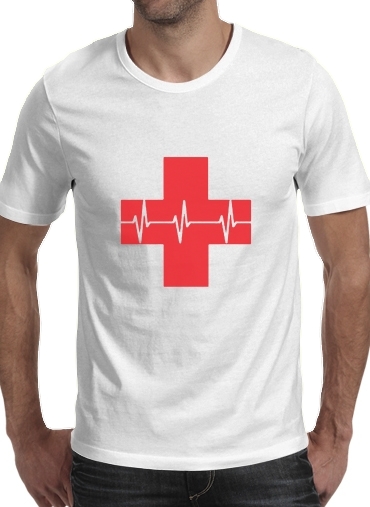  Croix de secourisme EKG Heartbeat for Men T-Shirt