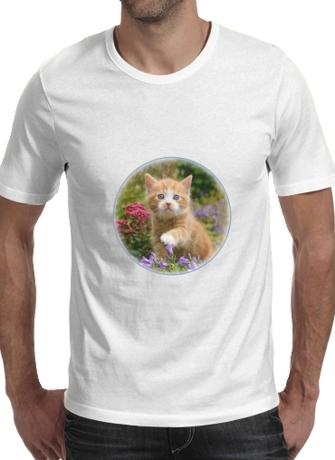  Cute ginger kitten in a flowery garden, lovely and enchanting cat for Men T-Shirt