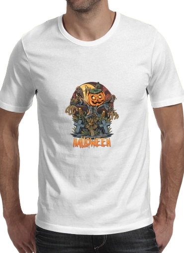  Halloween Pumpkin Crow Graveyard for Men T-Shirt