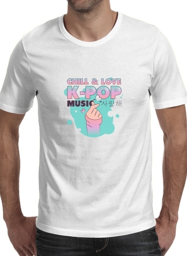  Hand Drawn Finger Heart Chill Love Music Kpop for Men T-Shirt