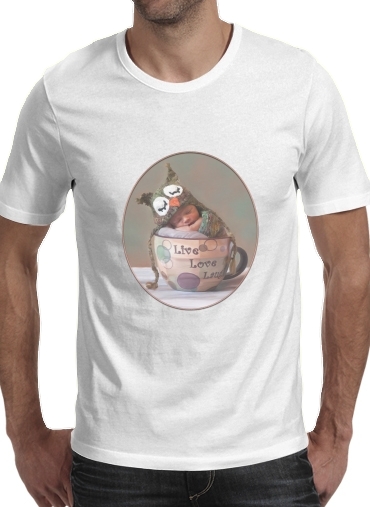  Painting Baby With Owl Cap in a Teacup for Men T-Shirt