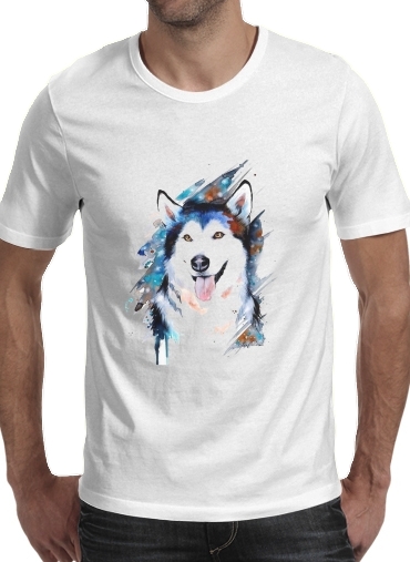   siberian husky watercolor for Men T-Shirt