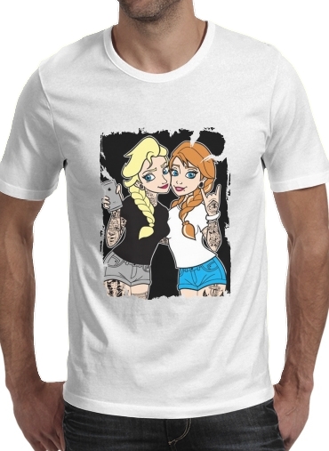  Sisters Selfie Tatoo Punk Elsa Anna for Men T-Shirt