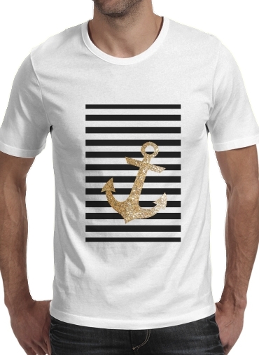 T-Shirts gold glitter anchor in black