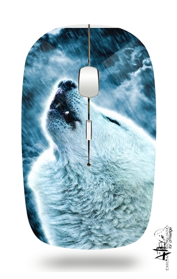  A howling wolf in the rain for Wireless optical mouse with usb receiver